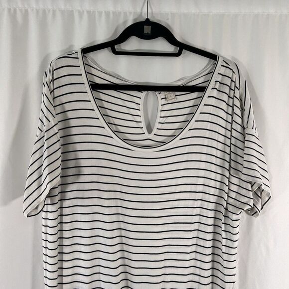 J. Crew Romper Women's Large White Blue Striped Short Sleeve Round Neck Pockets - Picture 5 of 9